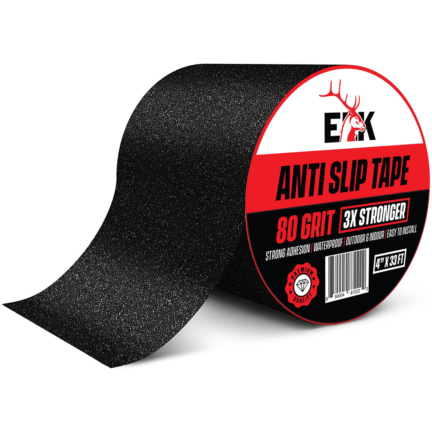 ELK Anti-Slip Tape 80 Grit Wide Traction - Premium All-Weather Safety Solution for Indoor and Outdoor Use - 4" x 33ft Roll with 3X Stronger Adhesion