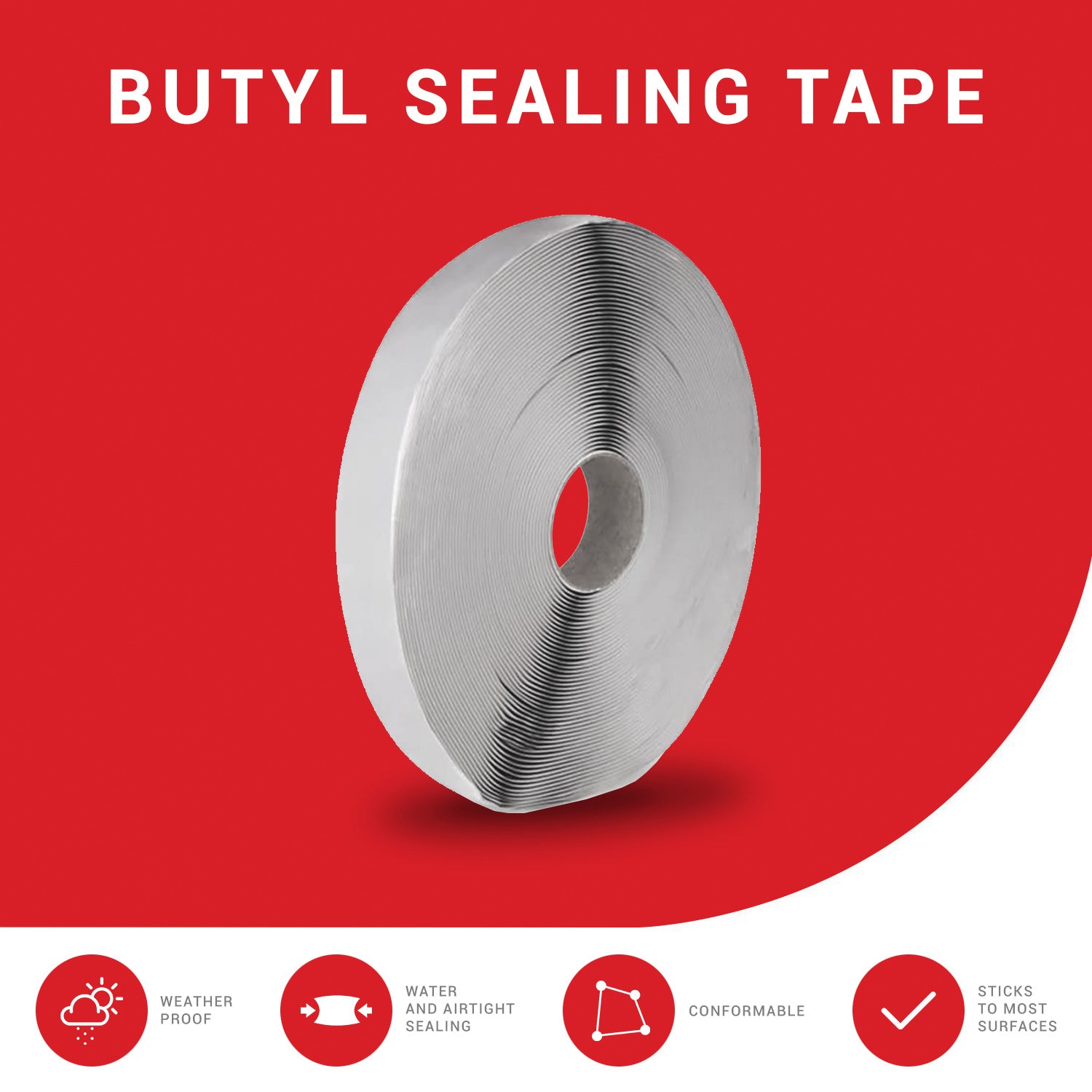 ELK Butyl Seal Tape - 1 Inch x 50 Feet - Weather Resistant, Strong & Durable - Ideal for Crawl Space, Windows, RVs, Boats, Automotive and Roof Repair