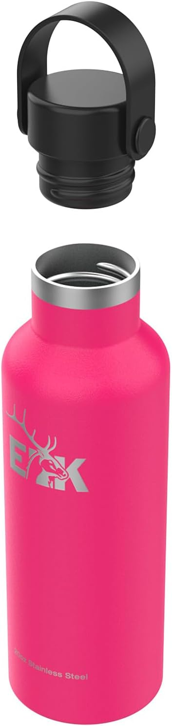 ELK Insulated Water Bottle with Wide Mouth Straw Lid - Double Wall Stainless Steel, Dishwasher Safe - Keep Drinks Cold or Hot for Hours - BPA-Free & Phthalate-Free Hydration (Fog, 32 Oz)