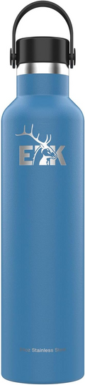 ELK Insulated Water Bottle with Wide Mouth Straw Lid - Double Wall Stainless Steel, Dishwasher Safe - Keep Drinks Cold or Hot for Hours - BPA-Free & Phthalate-Free Hydration (Fog, 32 Oz)