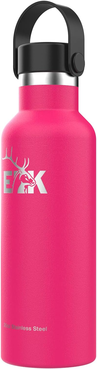 ELK Insulated Water Bottle with Wide Mouth Straw Lid - Double Wall Stainless Steel, Dishwasher Safe - Keep Drinks Cold or Hot for Hours - BPA-Free & Phthalate-Free Hydration (Fog, 32 Oz)