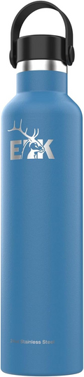 ELK Insulated Water Bottle with Wide Mouth Straw Lid - Double Wall Stainless Steel, Dishwasher Safe - Keep Drinks Cold or Hot for Hours - BPA-Free & Phthalate-Free Hydration (Fog, 32 Oz)