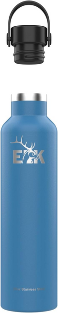 ELK Insulated Water Bottle with Wide Mouth Straw Lid - Double Wall Stainless Steel, Dishwasher Safe - Keep Drinks Cold or Hot for Hours - BPA-Free & Phthalate-Free Hydration (Fog, 32 Oz)