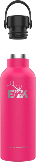 ELK Insulated Water Bottle with Wide Mouth Straw Lid - Double Wall Stainless Steel, Dishwasher Safe - Keep Drinks Cold or Hot for Hours - BPA-Free & Phthalate-Free Hydration (Fog, 32 Oz)