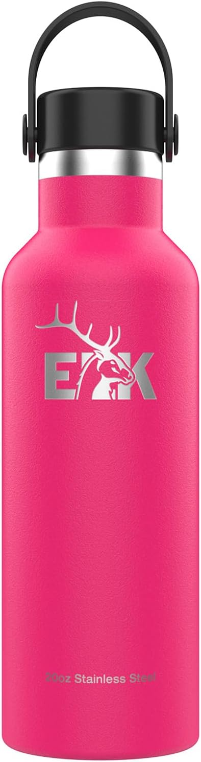 ELK Insulated Water Bottle with Wide Mouth Straw Lid - Double Wall Stainless Steel, Dishwasher Safe - Keep Drinks Cold or Hot for Hours - BPA-Free & Phthalate-Free Hydration (Fog, 32 Oz)