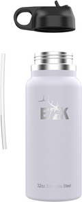 ELK Insulated Water Bottle with Wide Mouth Straw Lid - Double Wall Stainless Steel, Dishwasher Safe - Keep Drinks Cold or Hot for Hours - BPA-Free & Phthalate-Free Hydration (Fog, 32 Oz)