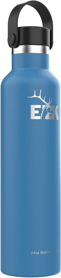 ELK Insulated Water Bottle with Wide Mouth Straw Lid - Double Wall Stainless Steel, Dishwasher Safe - Keep Drinks Cold or Hot for Hours - BPA-Free & Phthalate-Free Hydration (Fog, 32 Oz)