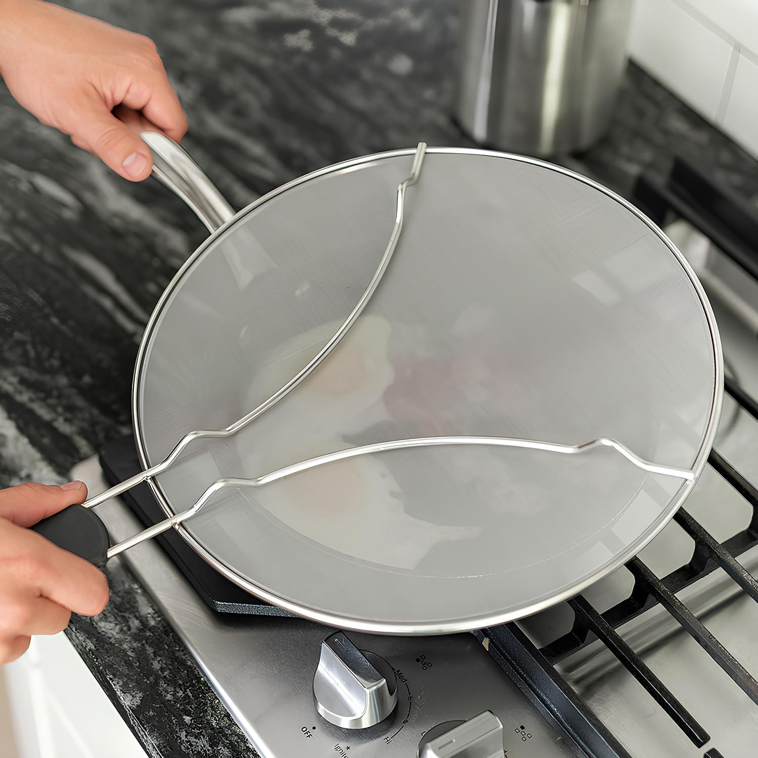 ELK Stainless Steel Grease Splatter Screen - 13 Inch Mesh Guard for Frying Pans and Skillets - Universal Design, Stops 99% of Hot Oil Splashes - Kitchen Safety and Easy Cleanup