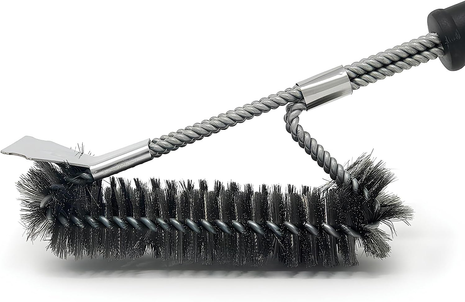 ELK Grill Brush and Scraper BBQ Brush Set, Safe 17" Stainless Steel Woven Wire 3 in 1 Bristle Grill Cleaning Brush for Weber and All Gas/Charcoal Grilling Grates - BBQ Tools and Grill Accessories