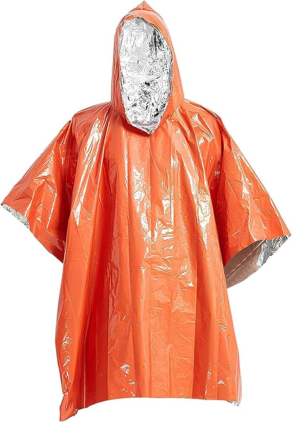 ELK Emergency Poncho 4-Pack - Heat Retention, Mylar Reversible Thermal Raincoat Blanket, Reflective for Increased Visibility - Outdoor Camping Survival Gear