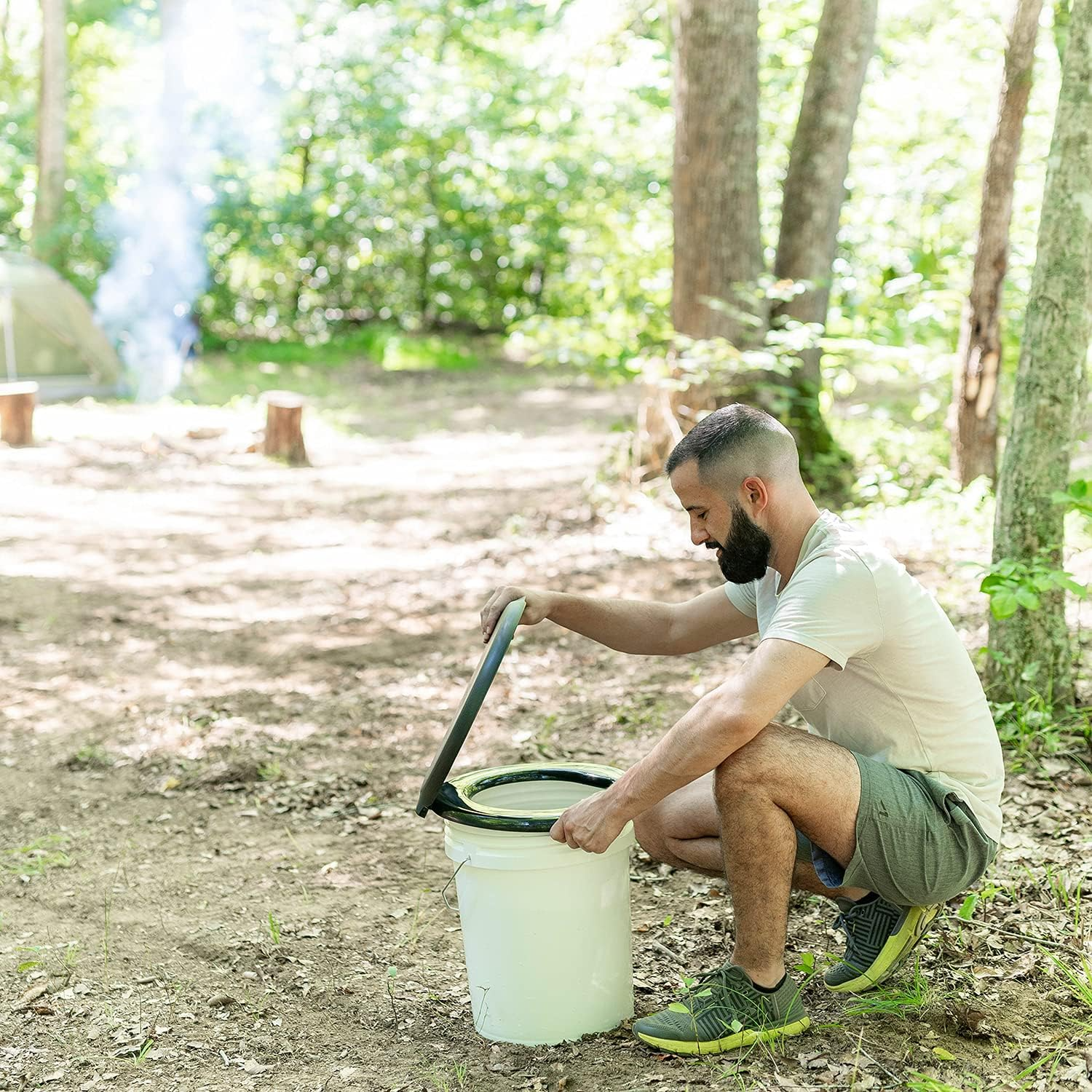 Portable Outdoor Toilet Bucket Seat with Lid - Universal Fit for Most 5-Gallon Buckets - Durable and Comfortable Camping - Emergency Preparedness Solution