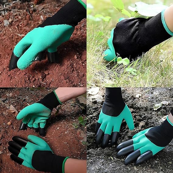 ELK Gardening Gloves with Claws - 1 Pair, Universal Size (Teal) - Quick Digging, Waterproof, Puncture Resistant