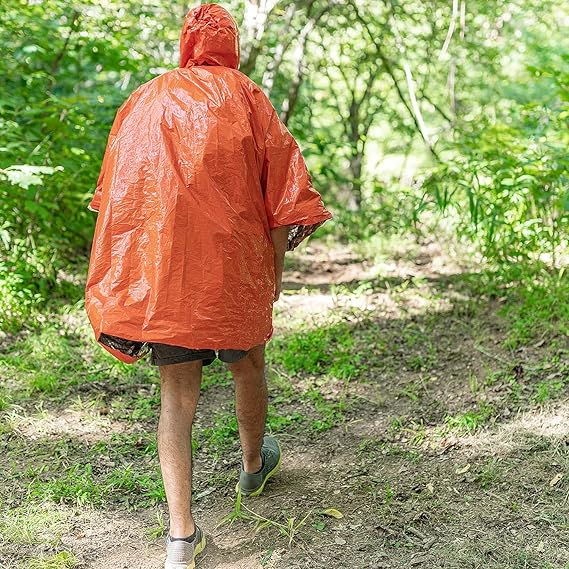 ELK Emergency Poncho 4-Pack - Heat Retention, Mylar Reversible Thermal Raincoat Blanket, Reflective for Increased Visibility - Outdoor Camping Survival Gear