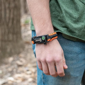 ELK Paracord Survival Bracelets - 2 Pack, Adjustable Size, Loud Whistle, Fire Starter - Ideal for Outdoor Enthusiasts, Hiking, Camping, Fishing, and Hunting (Black and Black+Orange)