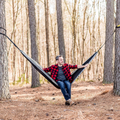 ELK Single Hammock with Tree Straps - Lightweight Parachute Nylon for Outdoor Adventures (Black/Gray, Single)