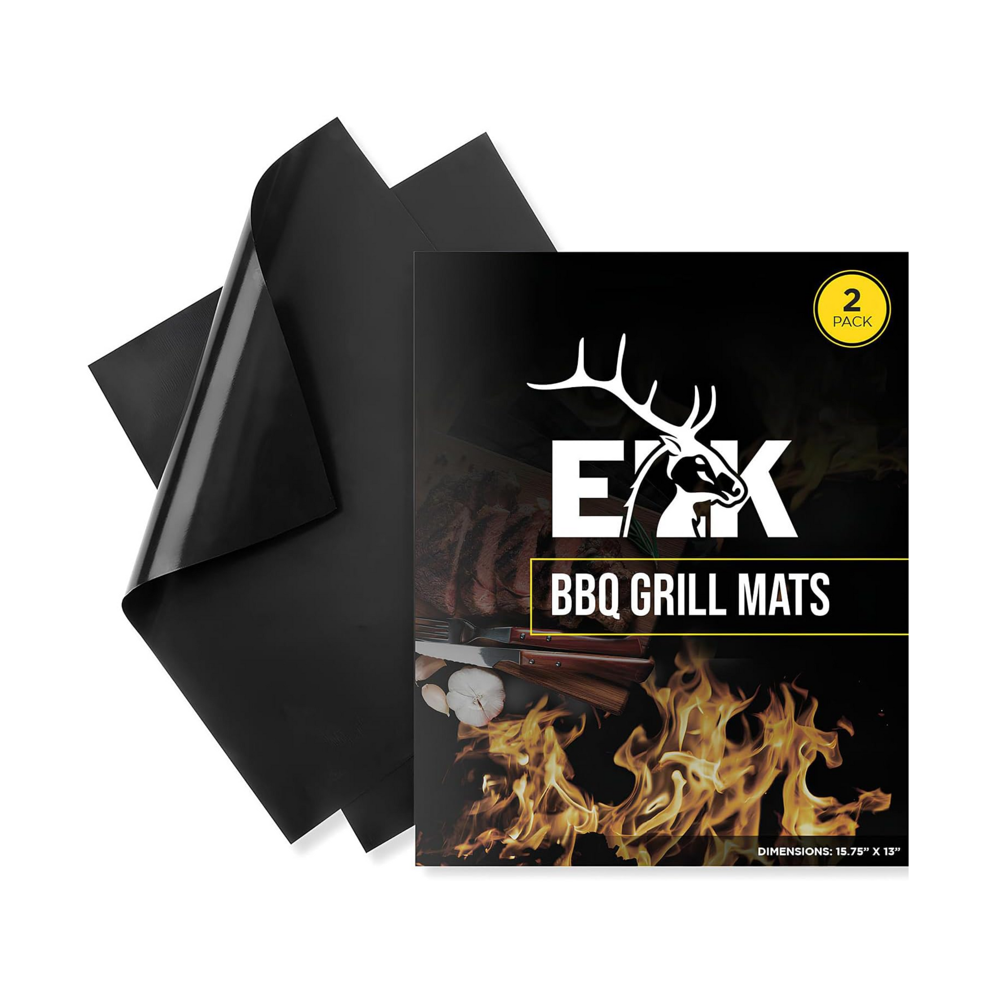  ELK Premium Non-Stick BBQ Grill Mats - Heavy Duty, Reusable, and Heat Resistant up to 500F - Compatible with Weber, Charbroil, Big Green Egg and More - Ideal for Grilling, Roasting, and Baking