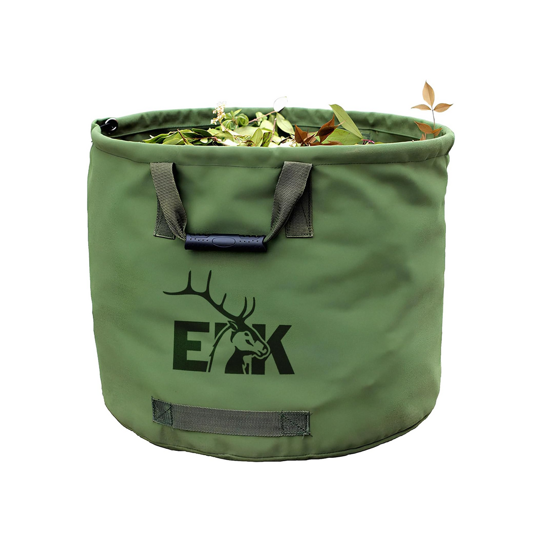 ELK 33-Gallon Non Self-Standing Multipurpose Garden Leaf Waste Bag - Durable Canvas for Yard Cleaning, Harvesting, and Storage - Heavy Duty with Rubber Handles and PVC Elastic Bone - 22" W x 18" H