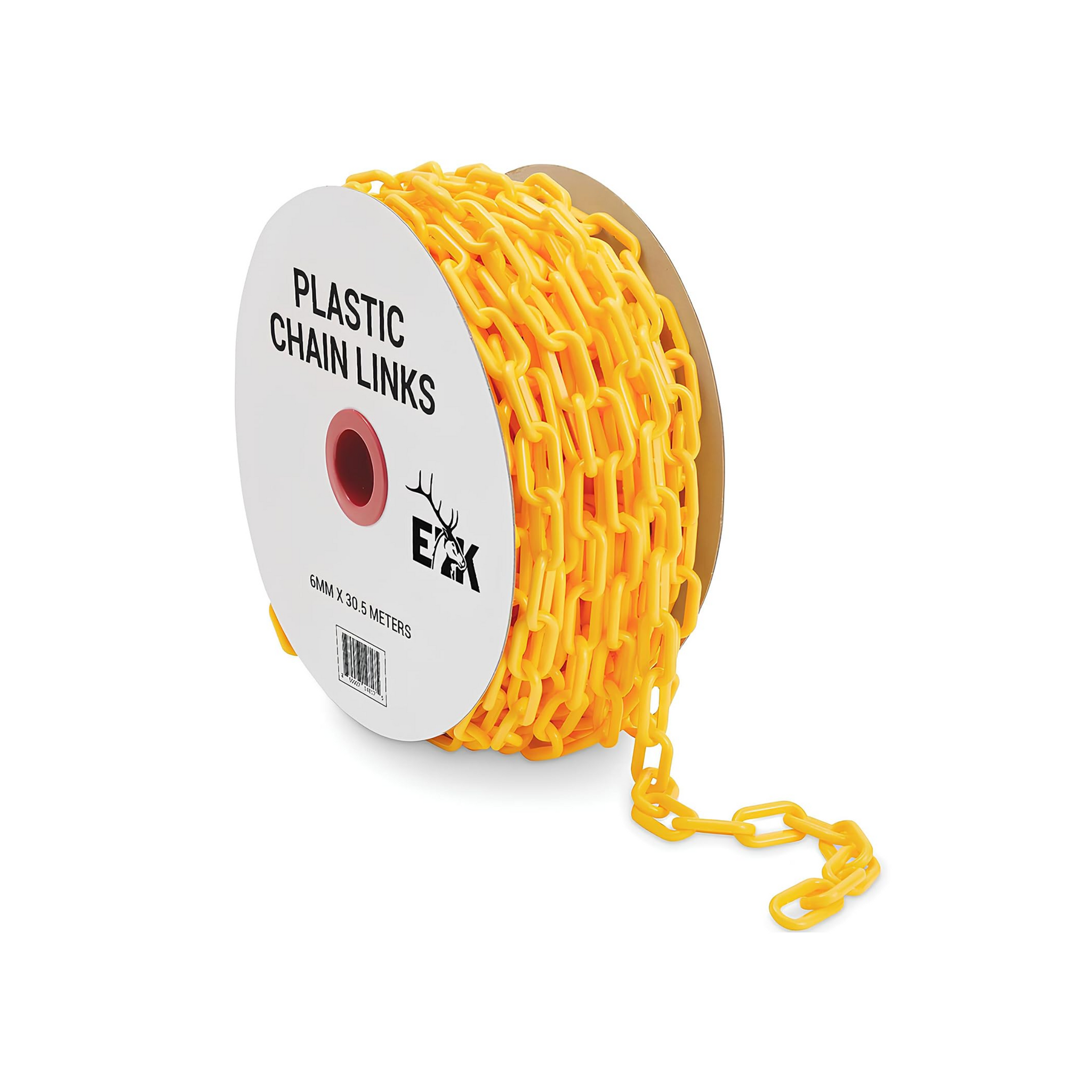 ELK Weatherproof Yellow Plastic Safety Barrier Chain Link for Events, Crowd Control, Construction and More (100 Foot Roll)